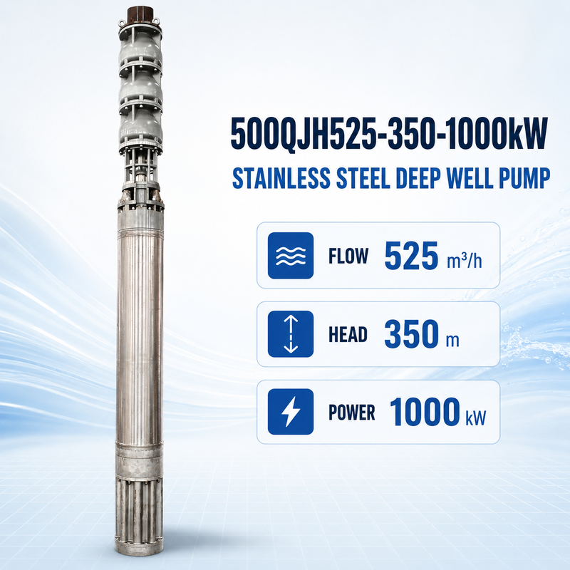 525 m³/h Παροχή 350 m Μανομετρικό 1000 kW Ισχύς Αντλία Βαθέων Φρεατίων Υποβρύχια Αντλία Θαλασσινού Νερού από Ανοξείδωτο Ατσάλι